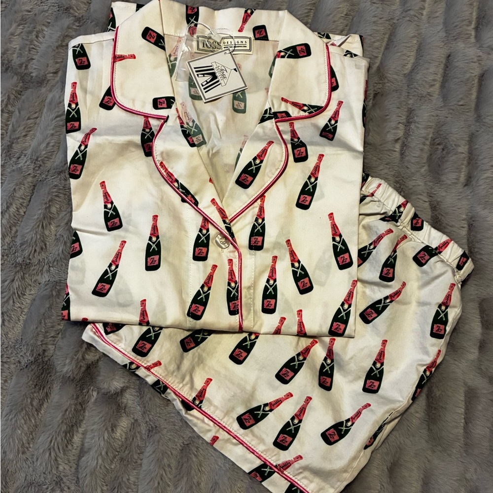 Champagne Bottle Print Pajama Set